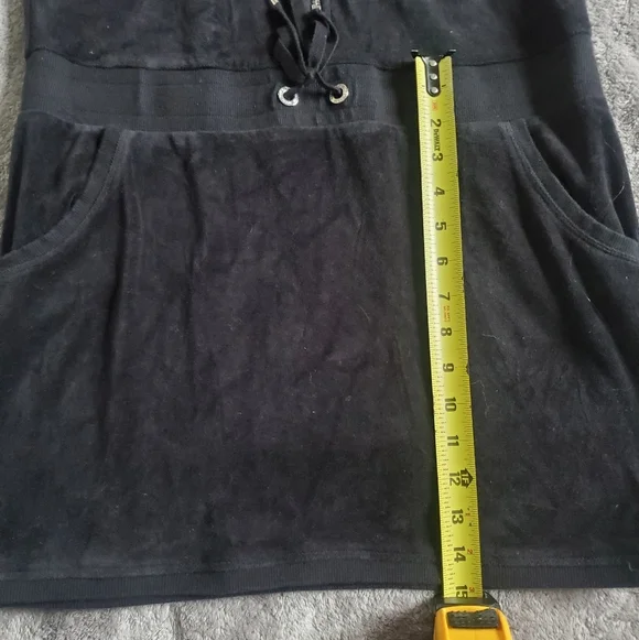 BEBE Black Velour With Rhinestone Y2K Hooded Dress Size M - Picture 11 of 12